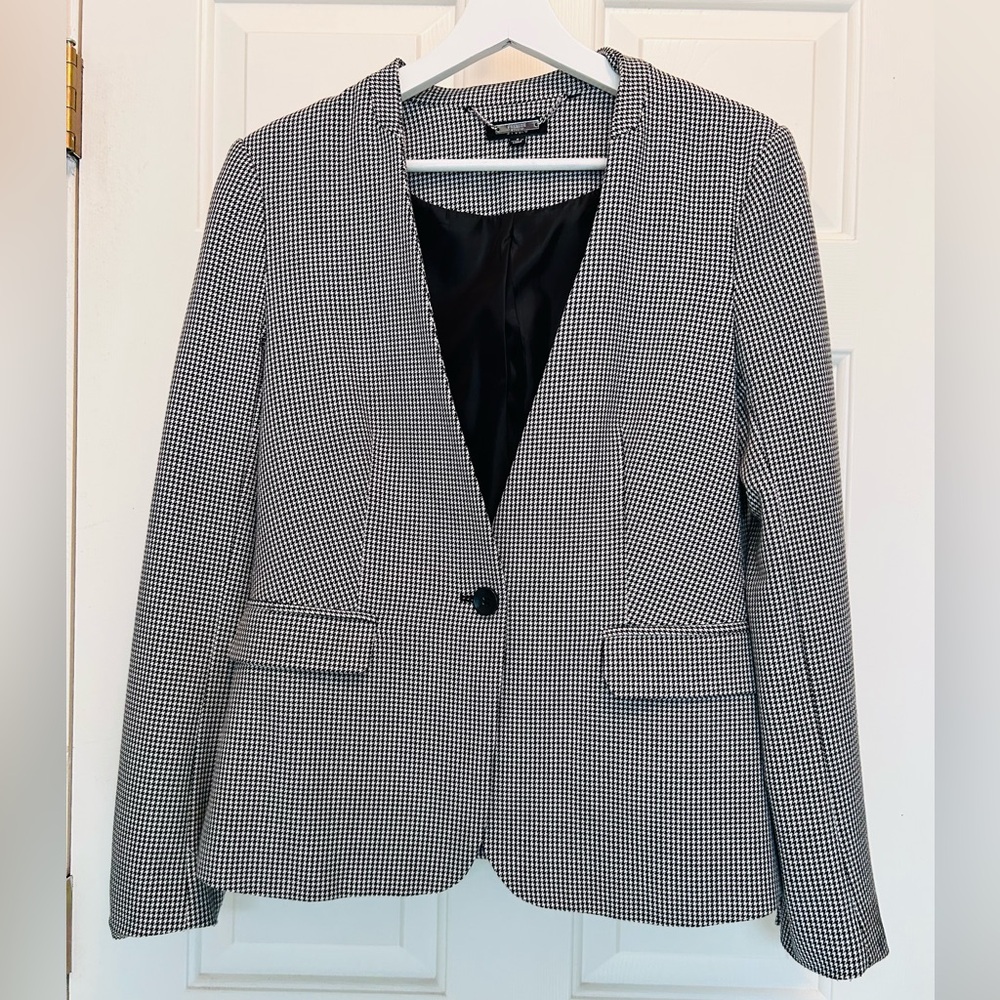 Classic Houndstooth Blazer (Black/White) - Picture 3 of 7